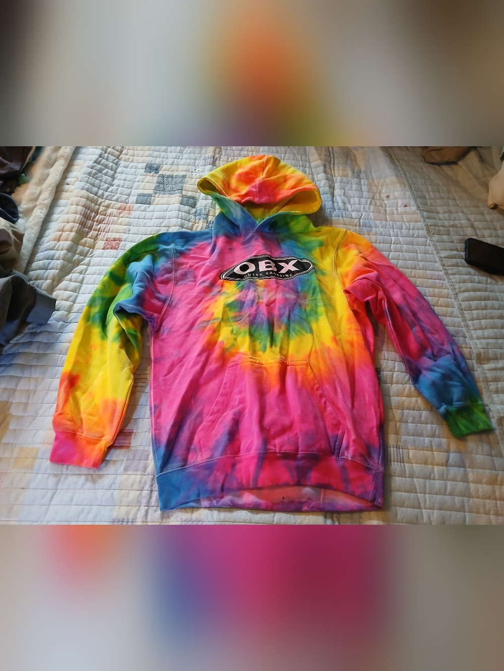 OBX Tie-Dye Hoodie in Bright Rainbow Colors